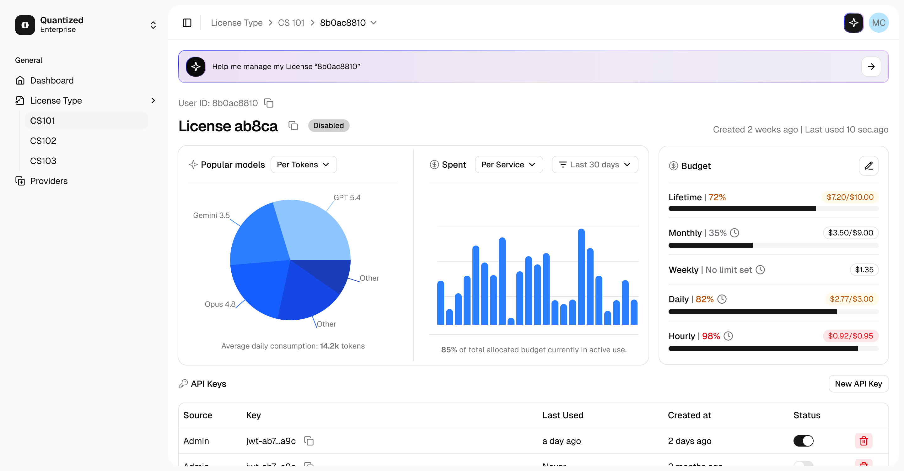 Education AI license seats and access window